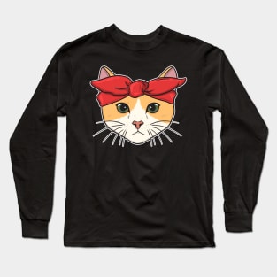 Cute & Adorable Gangster Bandana Cat Thug Kitty Long Sleeve T-Shirt